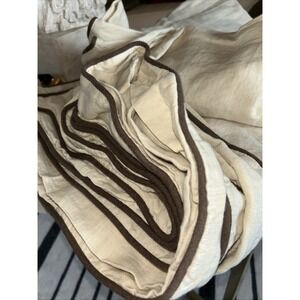 $214 QUINCE LINEN PIPED DUVET COVER SET KING OAT 3PC SET